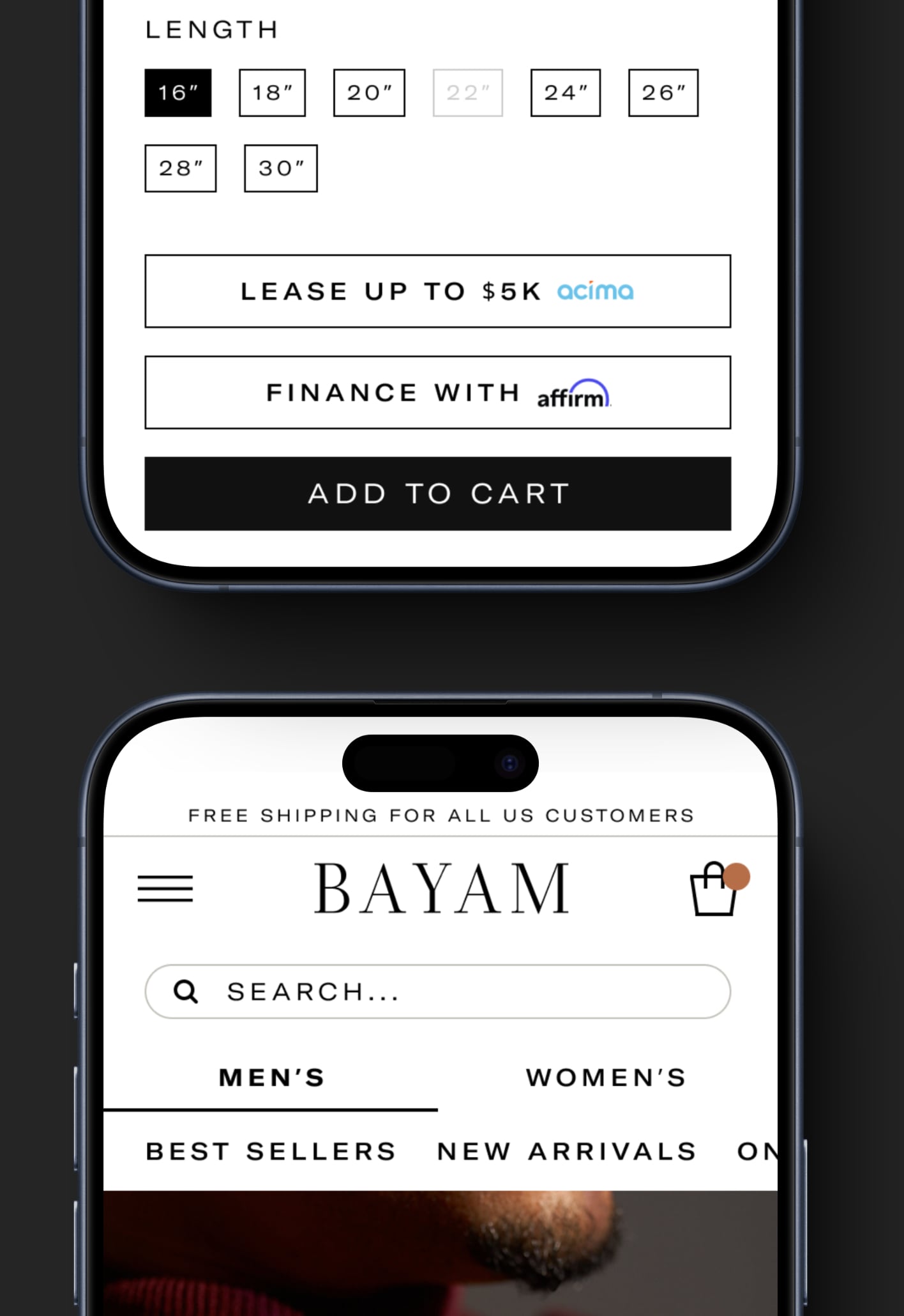 Bayam Home and Product Screens